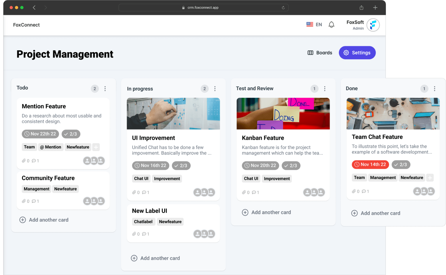 Kanban Project Management FoxConnect