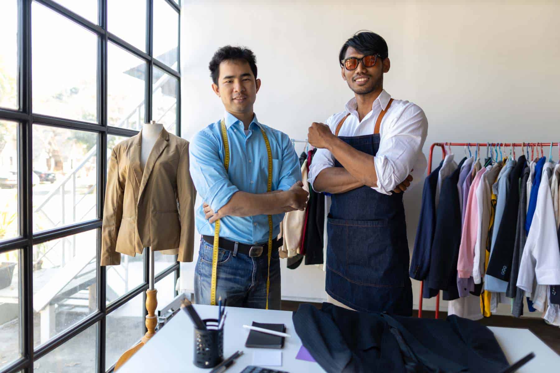 Young man, tailor shop fashion designer